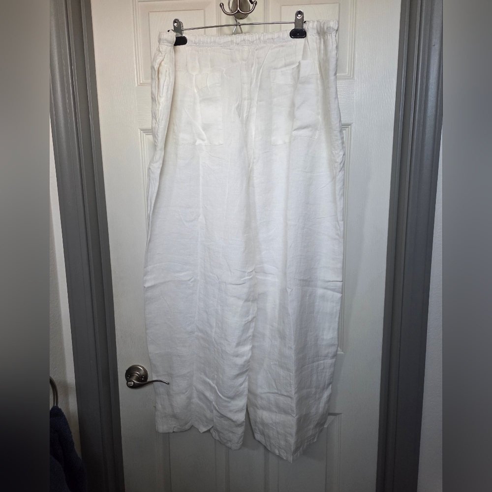 J. Crew White Women's 100% Linen Pants Resortwear Vacay Travel Summer XXL NWT - Picture 5 of 9